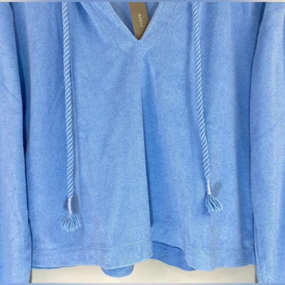 J. Crew Women’s Towel Terry Open V-Neck Hoodie, Soft Lightweight Hoodie XS NWT